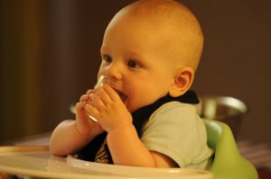 Drinking from a glass