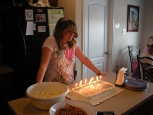 Tori gets ready to blow out her candles