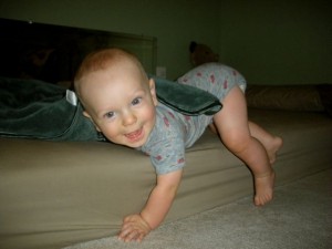 climbing off his bed