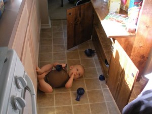 Hank likes helping Mommy cook